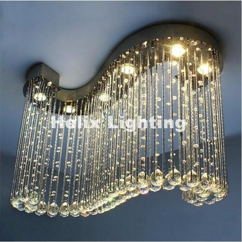 Modern European Art decration L80cm 90-265V Modern S Shaped Style Design LED Crystal Ceiling Lamp Luster GU10 LED Crystal Lights