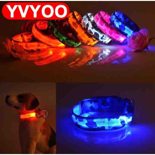 LED dog Collar Glow Nylon for Dogs Puppy Cats Pet Large Adjustable Night Luminous Collar Pet Supplies pet shop dog acessorios