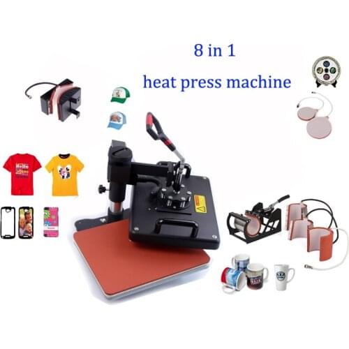Advanced New Design 8 In 1 Combo Heat Transfer Machine,Sublimation/Heat Press Machine For Plate/Mug/Cap/T Shirt /Phone case Etc
