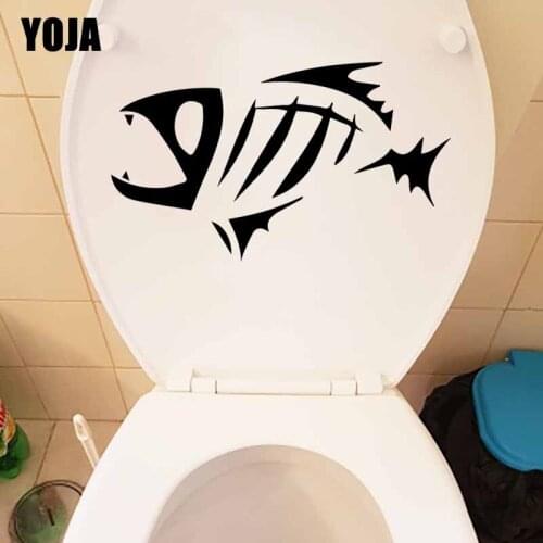 YOJA 24.3X14.6CM Fish Skeleton Toilet Seat Decal Wall Sticker Bedroom Home Decoration T5-0410
