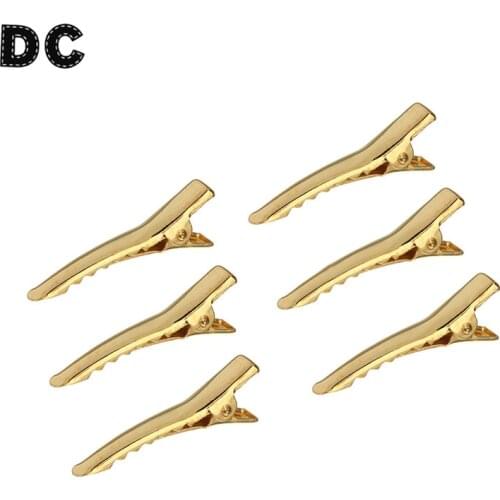 50Pcs/Lot Gold Silver 32mm 45mm Single Prong Duckbill Alligator Hair Clips Hairpins Base Flower DIY Hairpin Findings