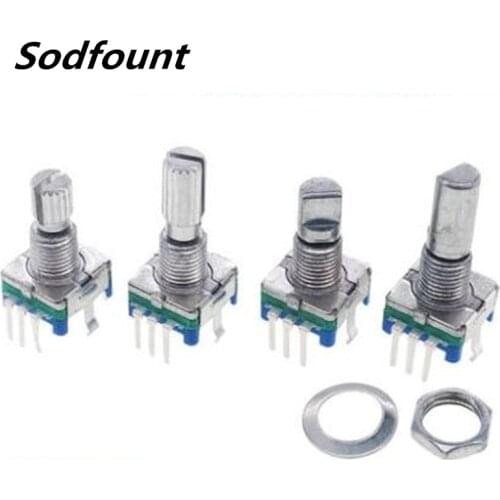 1/5/10pcs EC11 encoder with switch rotary digital potentiometer 20mm 15mm plum blossom handle D half shaft 20-bit pulse