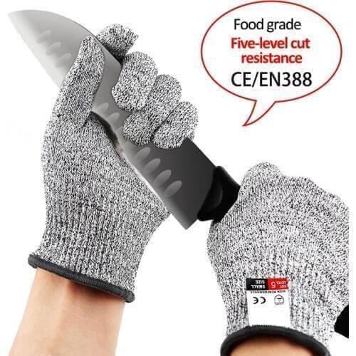1 Pair Anti Cut Gloves High Performance Level 5 Protection HPPE Golves Knife Cut Resistant Protection Kitchen Home Garden Gloves