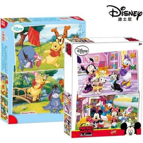 2 in 1 Disney Jigsaw Puzzle Toy Mickey Winnie-the-pooh Puzzle Children Paper Puzzle Children Education Toy Baby
