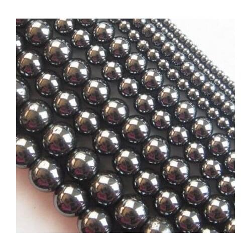 3 4 6 8 10 12mm hotsale g534 Round Natural Stone Black ball Hematite Beads bracelet necklace diy Jewelry Making crystal