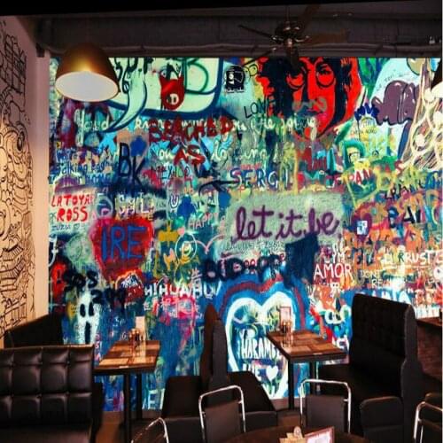 3d Wallpaper for Walls Restaurant Bar KTV Retro Graffiti Backdrop Decorative Painting Wallpapers Home Improvement Wall Paper 3D