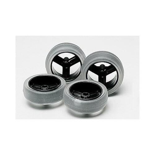 4pcs Tamiya Mini 4WD Racer Parts Large Dia. Carbon Wheel Set Parts Large-diameter Carburizing Wheel Transparent Tires 15366
