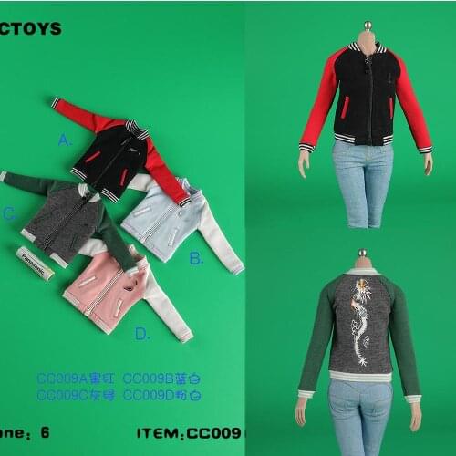 In Stock 1/6 Scale Female Figure Accessory Fashion Casual Baseball Jacket Sportswear Sports Top Coat Clothes Model for 12'' Body