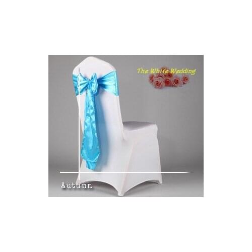 Free Shpping to Europe 100 Sapphire Cheap Satin Sage Chair Sash For Wedding Decoration