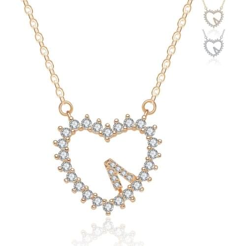 Solid 925 Sterling Silver Necklaces For Women Classic Heart Pendant Necklaces With Zirconia Korean Style sterling-silver-jewelry
