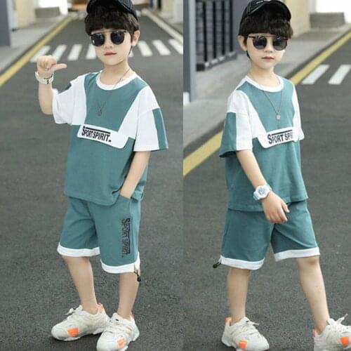 New Arrival Boys Summer Clothes For 3T-12Yrs Letter Printed Short Sleeve t-shirt +Short Pant 2Pcs Casual Sport Kids Boys Outfit