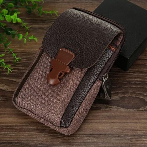 Men Canvas Waist Bag Business Classic Texture Creative Design Chic Casual Phone Purse Travel Zipper Belt Bum Pouch