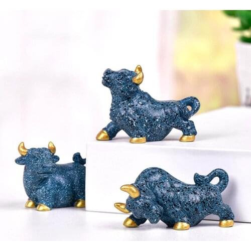 Chinese Bullfight Statue Lucky Bullish Ornament DIY Bonsai Landscape Decoration