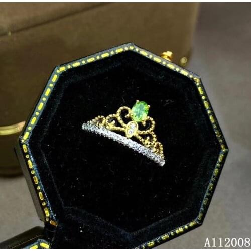 KJJEAXCMY fine jewelry 925 sterling silver inlaid natural Tsavorite ring trendy delicate female ring support testing