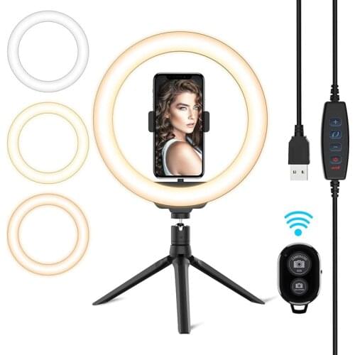 YTOM 10.2'' LED Selfie Ring Light with Tripod Stand & Phone Holder Dimmable Desk Makeup RingLight for Photography YouTube Video