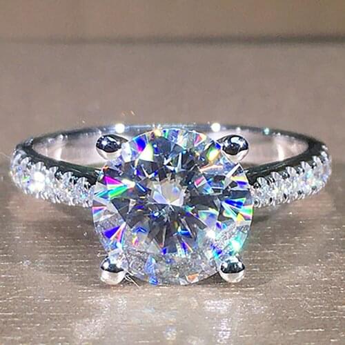 18K Au750 White Gold Women Wedding Party Engagement Ring 1 2 3 4 5 Carat Round Moissanite Diamond Ring Crown Trendy Classic Gift