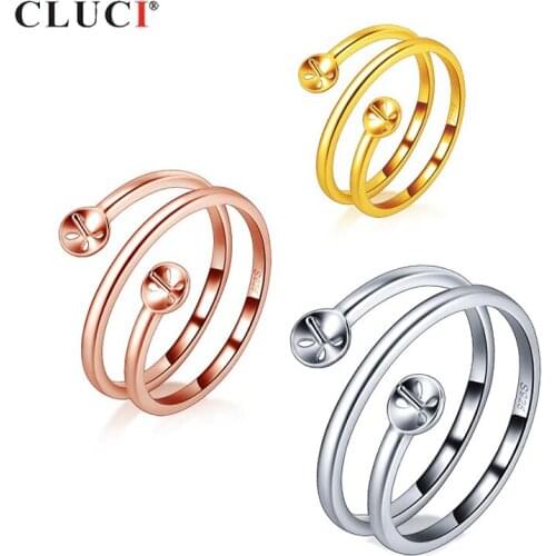 CLUCI Silver 925 Adjustable Snake Ring for Women Pearl Ring Mounting 925 Sterling Silver Snake Rings Jewelry SR2239SB