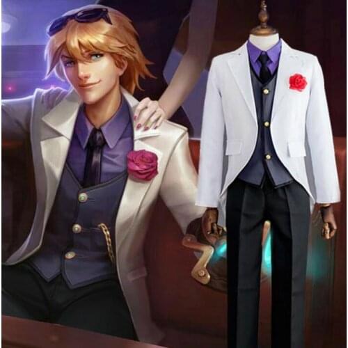 Game LOL Cosplay Costume The Prodigal Explorer Debonair Ezreal Cosplay Costume Wig Glass Party Role Play Halloween role play