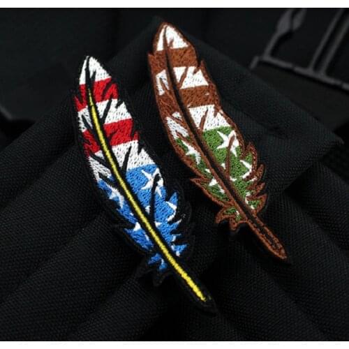 Colorful US Flag Feather Embroidery Patch Magic Tactical Emblem Appliques Embroidered Badges For Clothing Hat Jacket Decoration