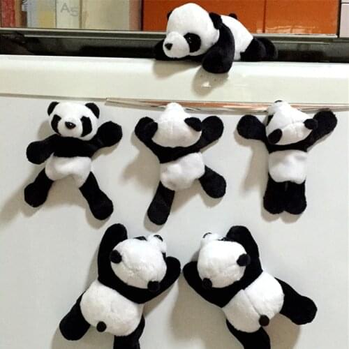 1pc Lovely Soft Plush Panda Magnet Sticker Decoration Cartoon Cute Small Decal Gift Easy To Clean Car Interior Accessories New