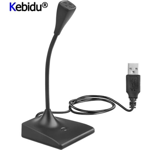 KEBIDU Hot Adjustable USB Laptop Microphone Mini Studio Speech Microphone Stand Mic With Holder for Desktop PC
