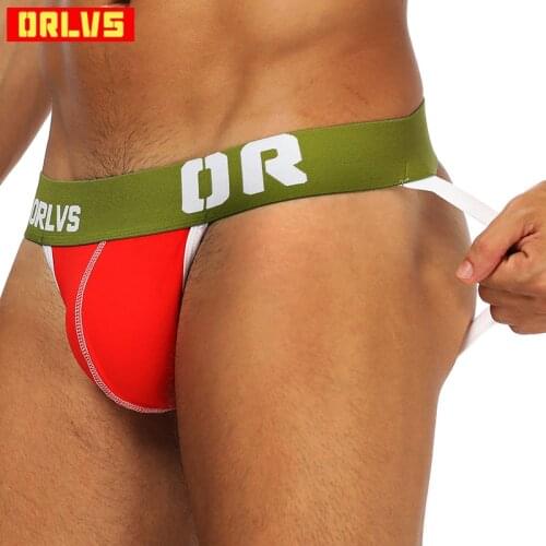 ORLVS Sexy Men Underwear Jock Straps Briefs Bikini Men Jockstraps Gay Penis Pouch Thong G Strings Low Waist Gay Underwear