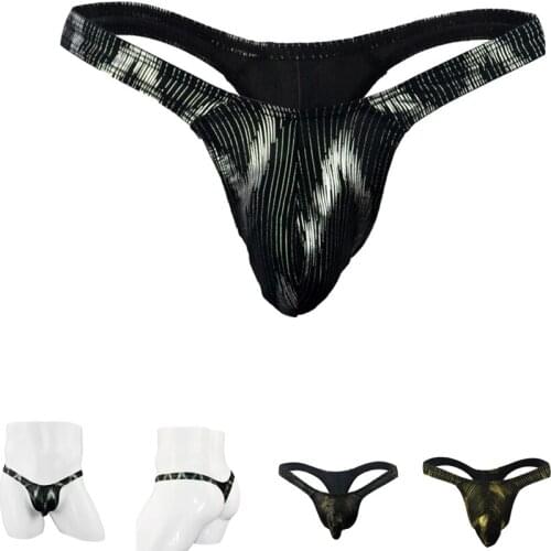 Low rise mens sexy underwear cool print thong and s string panties small penis pouch JH871-1