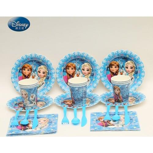 Disney Frozen Party Supplies 80pcs theme Kids Birthday Party Decoration Tableware set Baby Shower Party supplies