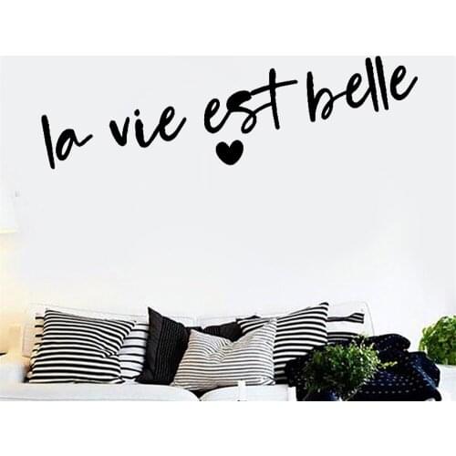 Wall Stickers La Vie Est Belle French Quotes Decals Mural Removable Vinyl Family Bedroom Livingroom Decoration Poster RU2427