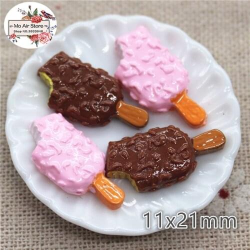 Chocolate Ice-cream stick 10PCS 11x21mm Resin Flatback Cabochon Miniature Food Art Supply Decoration Charm