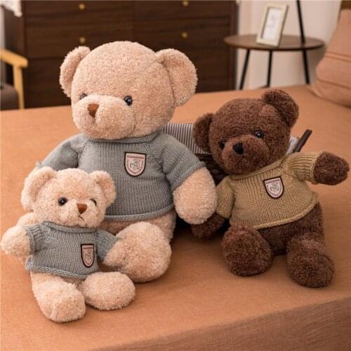 35-90cm Teddy Bear With Sweater Clothes Plush Toys Stuffed Soft Animals Pillow Doll For Girls Kids Friends Birthday Gifts