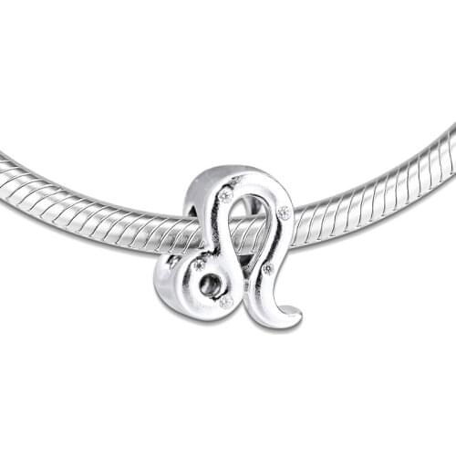Fits for Pandora Charms Bracelets Sparkling Leo Zodiac Beads 100% 925 Sterling Silver Jewelry Free Shipping