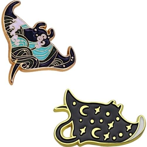 Majestic Manta Ray Series Badge Space Ocean Animal Mash-up Pin