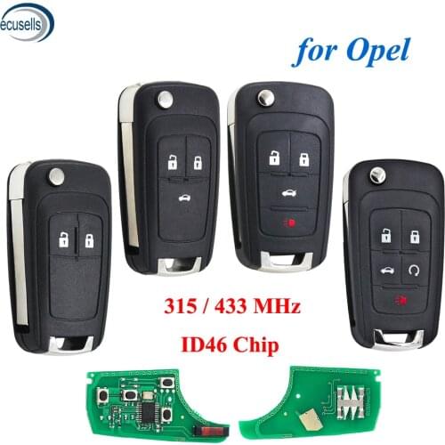 2/3/4/5 Buttons Remote Key Fob 315MHZ/433MHZ ID46 Chip For Opel AstraJ,Insignia,Mokka,ZafiraC,Valeo HU100 Blade