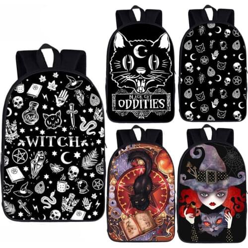 The Mysterious Witch Backpack For Teenage Boys Girls Children School Bags Black Cat Backpack Kids Book Bag Women Men Backpacks
