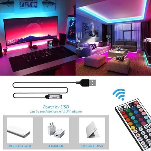 New 1/2/3/4/5m LED Strip Multicolor Flexible LED Strip With 44 Keys Remote Control Home Room Decoration Drop Shipping