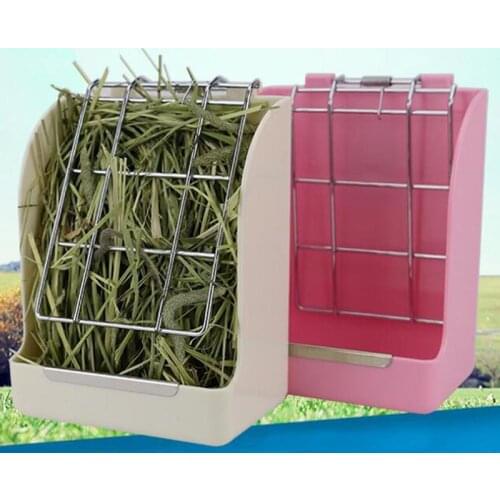Spring Grass Frame Rabbit Feeder Holder Rabbit Guinea Pig Chinchilla Cage Accessories Fixed Food Container Bowl Pet Supplies