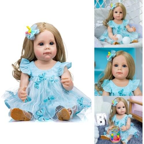 55cm/21in Waterproof Cuddle Doll with Rooted Hair Vinyl Body Vivid Caucasian Reborn for Infant Baby Girls Boys Companies