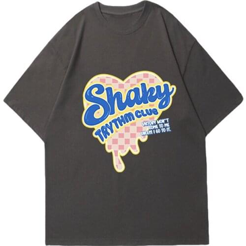 ZuoLunOuBa Cotton Europe Usa Style Street Summer Women Clothing T Shirt Print Harajuku Letters Shary Trythmclub Tees Tops Female