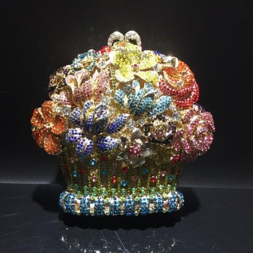 Female colorful Evening bags Crystal diamond Clutch Purse chain shoulder Bag Women Formal Wedding Bridal Purse Gold Clutches bag