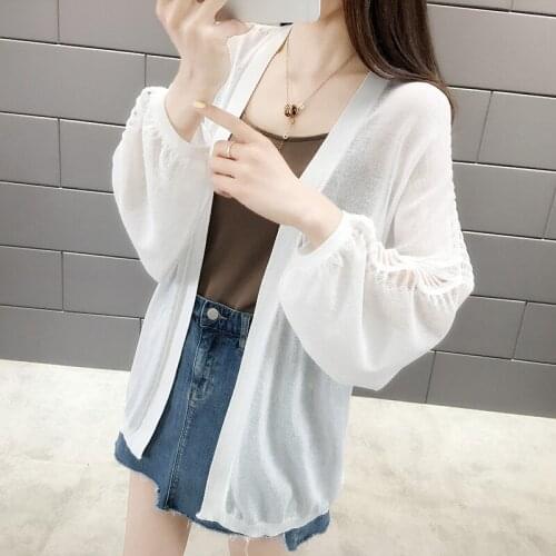 2021 Spring Summer Hollow Out Thin Knit Cardigan Women Loose Plus Size Bat Sleeve Shawl Coat Casual Sun Protection Clothing