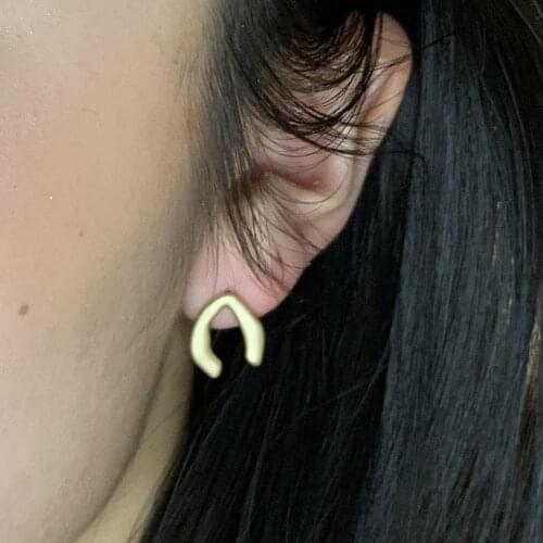 Gold Polished Earrings for Women Personality Stud Earrings Korean FashGeometric ear fashionable woman Stud Earrings