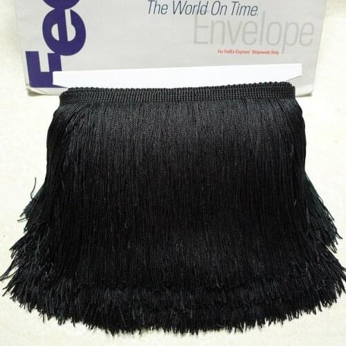 10 Meters 15cm 6" Long Black Color Latin Dress Tassel Fringe