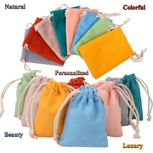 10Pcs/Lot Natural Soap Packaging Pouch Jewellry Pocket Colorful Cotton Canvas Bags Candy Color Sachet Can Personalized Logo