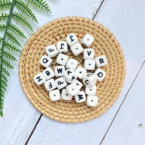 100pcs Baby Silicone Letter Chew Beads 26 Alphabet Pendant Jewelry Making DIY For Teething Necklace BPA Free Food Grade