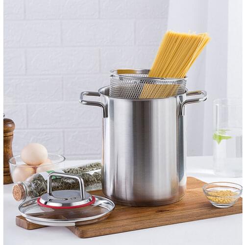 16cm 304 Stainless Steel Asparagus Pot with Basket Small Body Large Capacity Plus High Small Soup Pot Fryer High Deep Pot