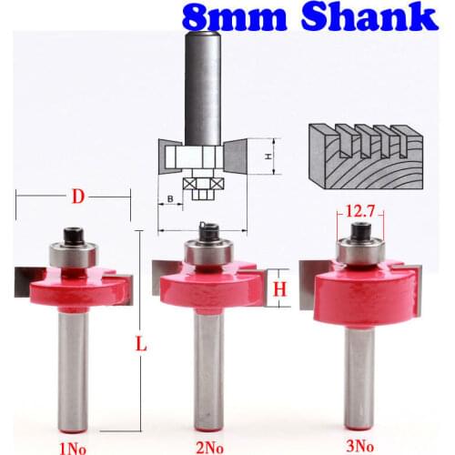 3pcs/set High Quality "T" Type Bit With Bearing 8mm shank Dovetail Router Bit Cutter wood working