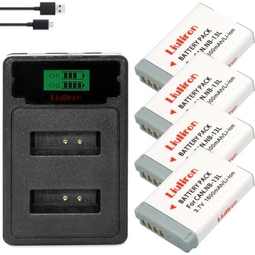 1600mAh NB-13L NB13L NB 13L Battery + LCD USB Charger for Canon G7 X Mark II G7X G5 X G5X G9 X G9X SX620 SX720 HS Batteries