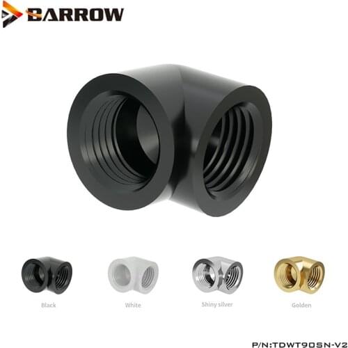 Barrow Double Female G1/4 Thread 90 Degree Fittings Adapter Custom Computer Split Water Cooling Accessory, TDWT90SN-V2
