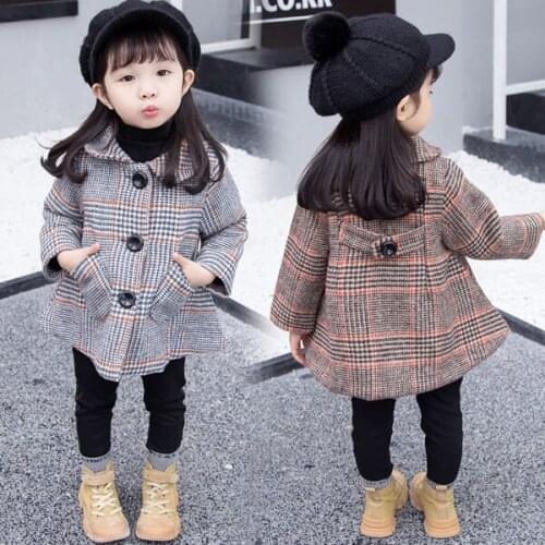 Girls coat long style heavy coat babys woollen coat damp